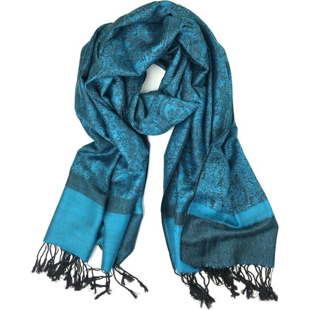 Two Tone Vintage Paisley Pashmina Silk Scarf Wrap Shawl Women